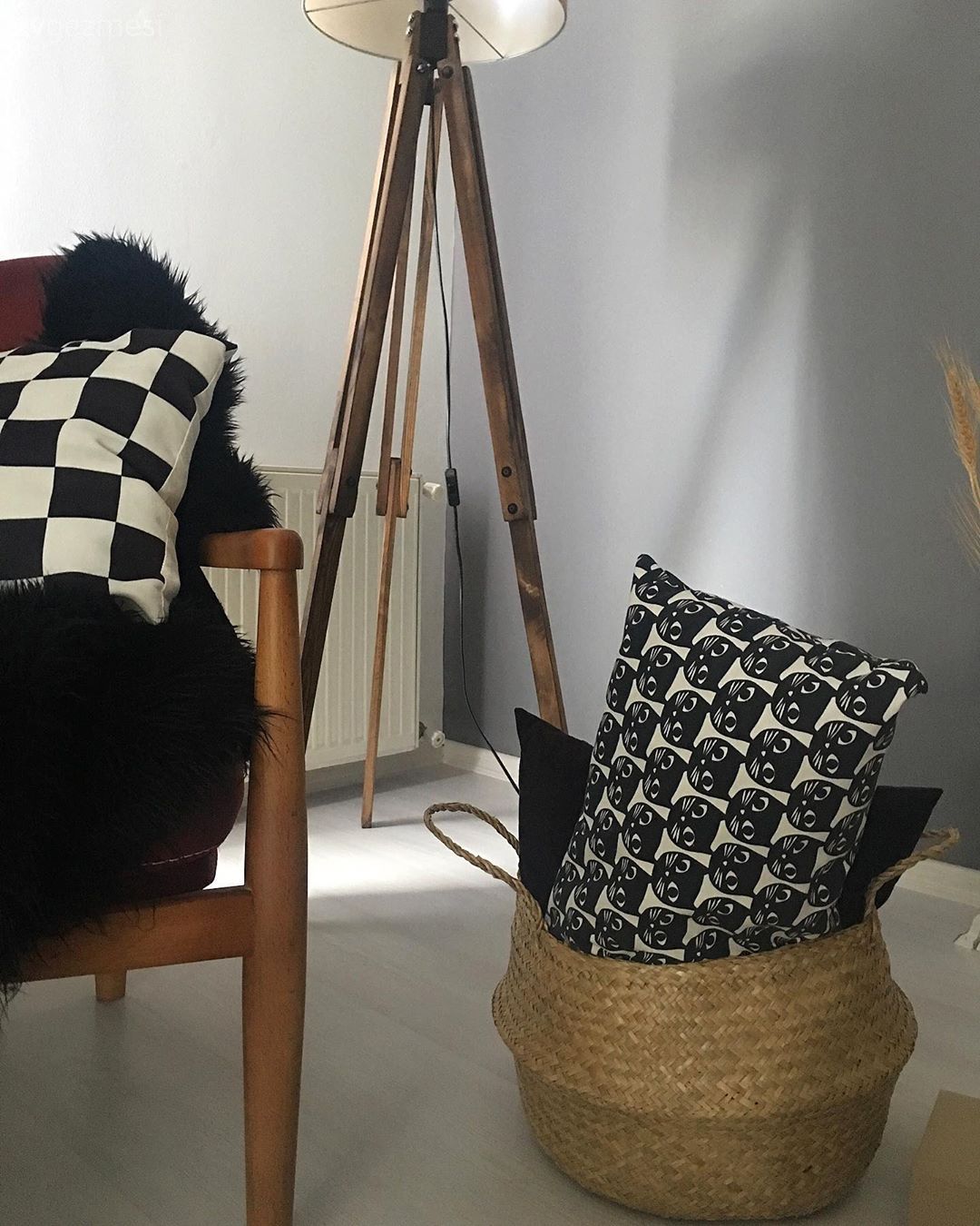 İskandinav berjer, Kırlent, Ev Aksesuar, Lambader, Aydınlatma, Hasır sepet