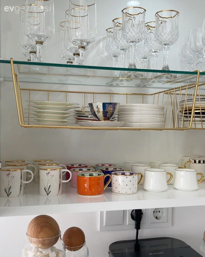 Beyaz, Altın, Kahve köşesi, Mutfak aksesuarları, Mutfak