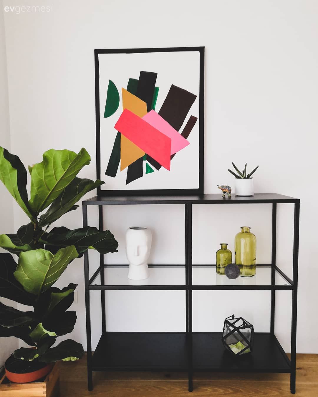 Kitaplık, Siyah, Kitaplık dekoratif objeleri, Ev Aksesuar, Ev bitkisi, Açık raf, Duvar rafı, Tablo, Duvar dekorasyonu