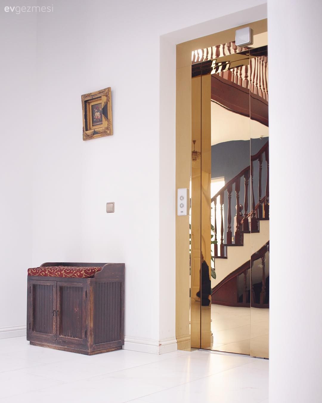 Hol, Beyaz, Altın, Bank, Duvar dekorasyonu, Merdiven