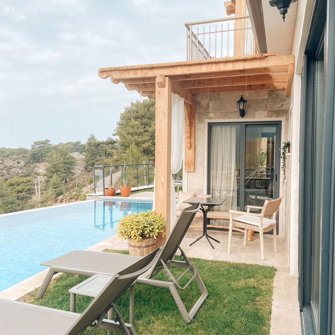 Veranda, Bahçe, Bahçe masası, Sandalye, Hasır, Havuz