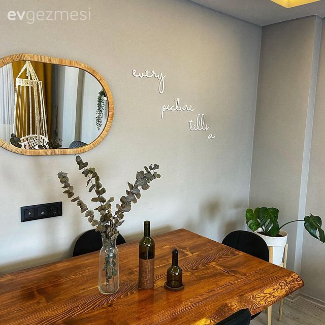 Ahşap Mobilya, Ahşap masa, Vazo, Ev Aksesuar, Ayna, Ev bitkisi