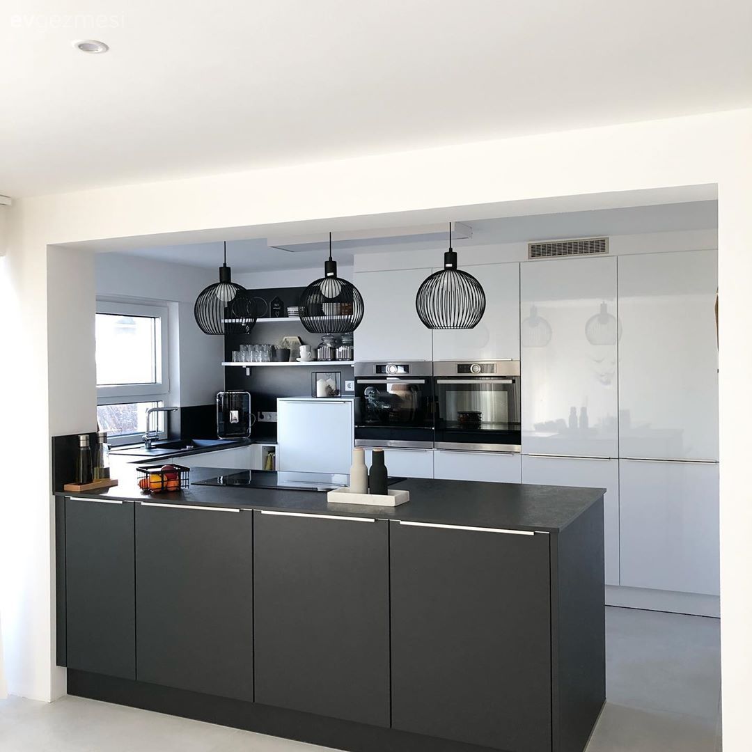 Amerikan Mutfak, Mutfak, Siyah, Beyaz, Kulpsuz mutfak dolabı, Mutfak Avize Modelleri, Ankastre, Mutfak tezgahı, Mutfak tezgah arası, Ada mutfak