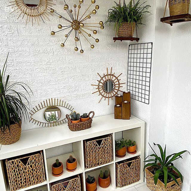 Balkon, Balkon duvar dekorasyonu, Hasır sepet, Dekoratif Objeler, Ev bitkisi, Saksı