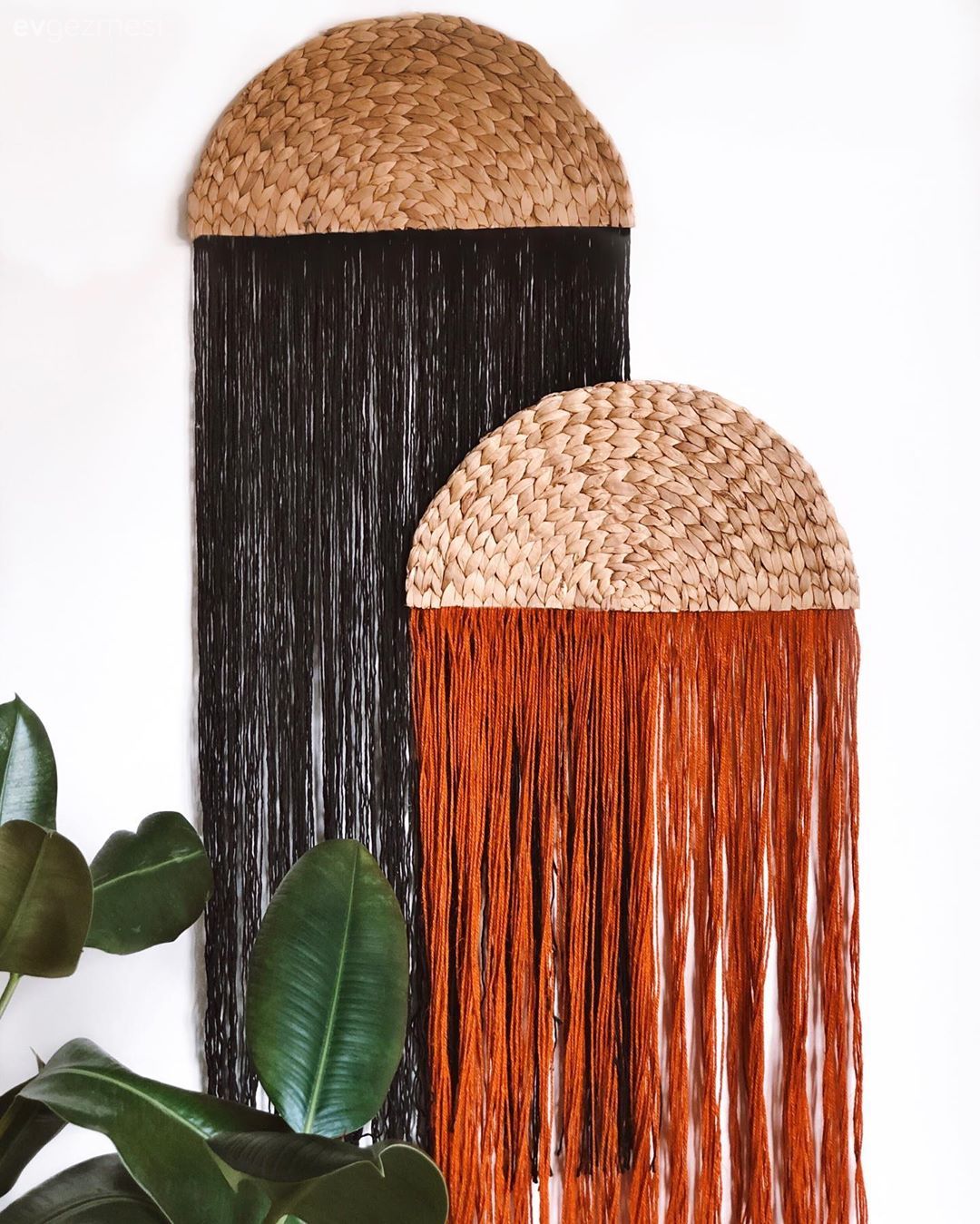 Kendin Yap, Turuncu, Siyah, Makrome duvar dekoru