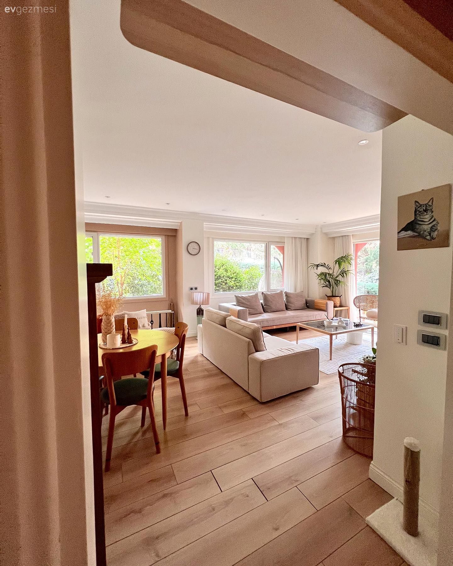 Salon, Modern, Bohem Dekorasyon, Koltuk takımı, Orta sehpa, Sehpa, Sandalye, Yemek masası, Parke, Dekoratif Objeler