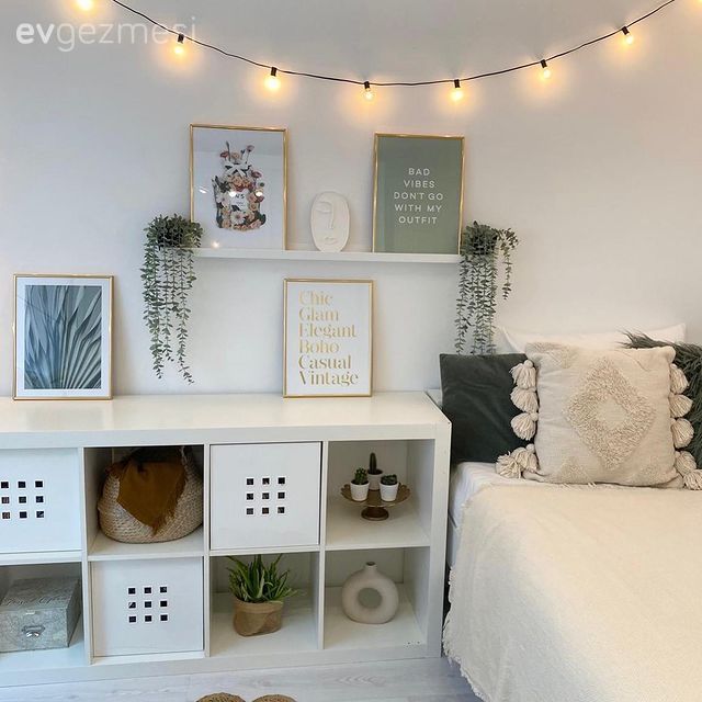 Çocuk Odası, Sedir, Kitaplık, Tablo, Duvar dekorasyonu, Led peri ışık, Jüt halı, Halı, Yatak örtüsü, Yatak Odası