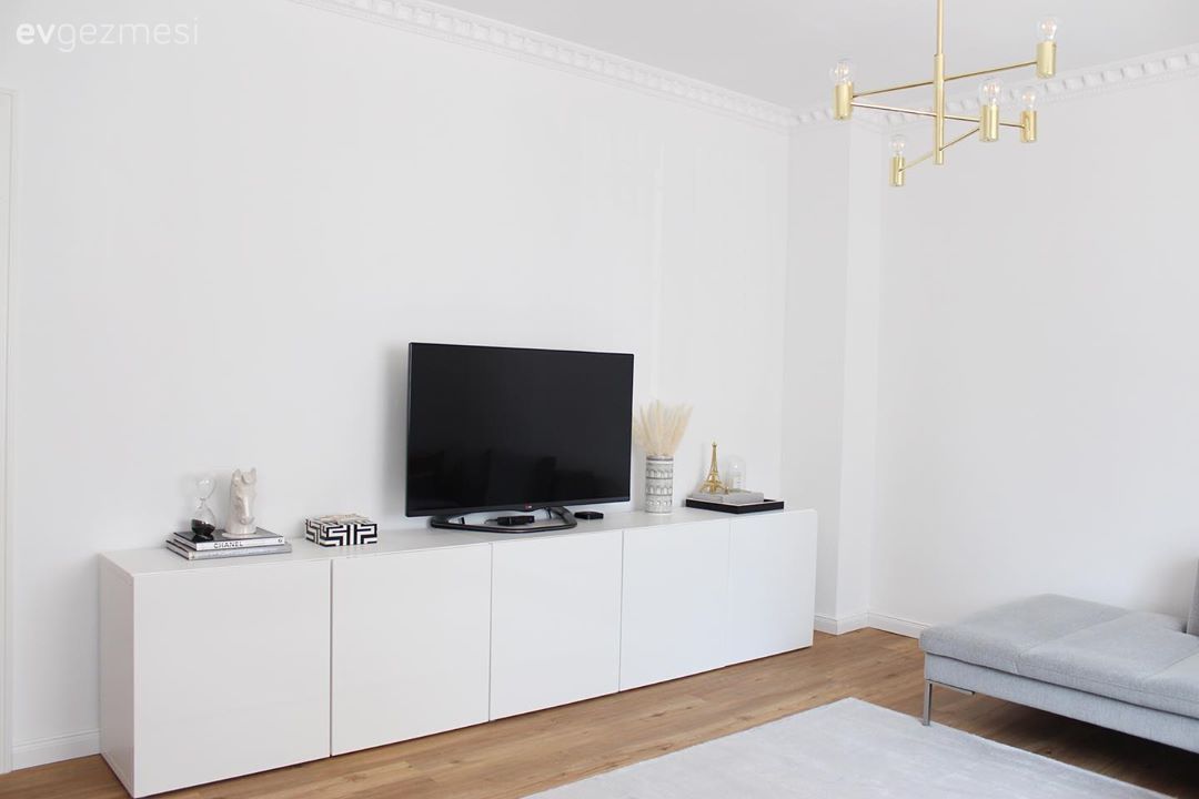 Gri, Beyaz, Tv ünitesi, Tv ünitesi aksesuarları, Ev Aksesuar, Halı, Avize, Aydınlatma, Salon avizesi