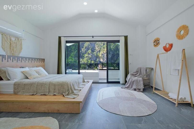 Yatak Odası, Ahşap Mobilya, Beyaz, Yatak başlığı, İskandinav, Bohem Dekorasyon