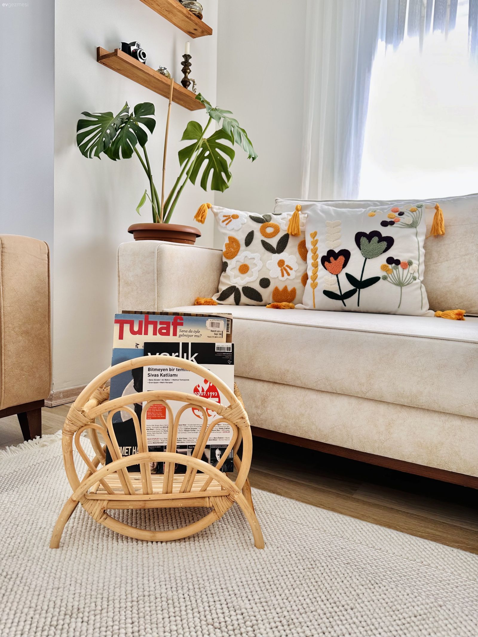 Duvar rafı, Duvar dekorasyonu, Koltuk takımı, Halı, Salon halısı, Ev bitkisi, Kırlent, Ev tekstili, Tül perde, Perde