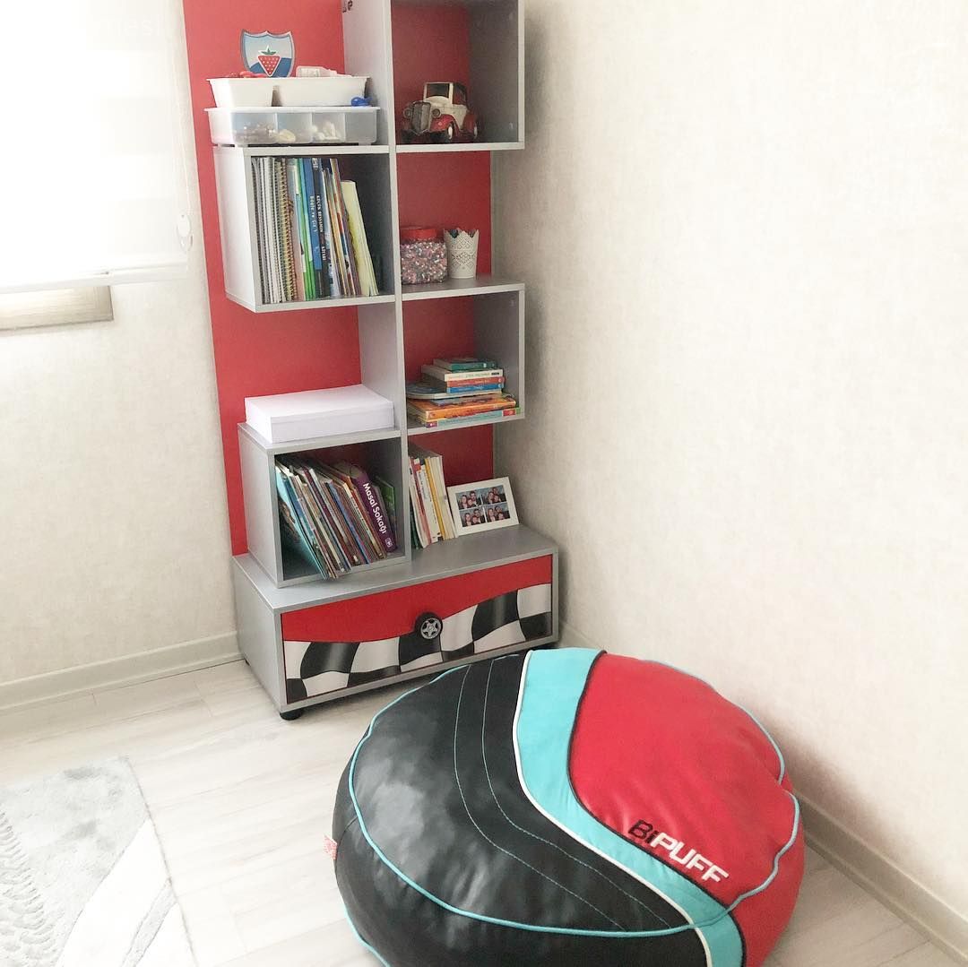 Kırmızı, Siyah, Mavi, Çocuk Odası, Kitaplık, Puf