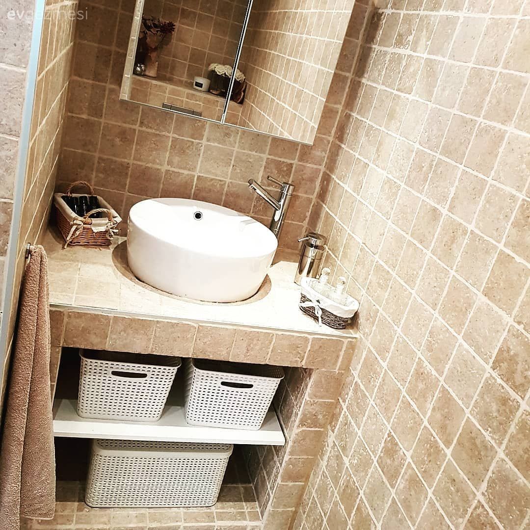 Banyo, Bohem Dekorasyon, Kahverengi, Banyo dolabı, Banyo aynası, Banyo seramikleri