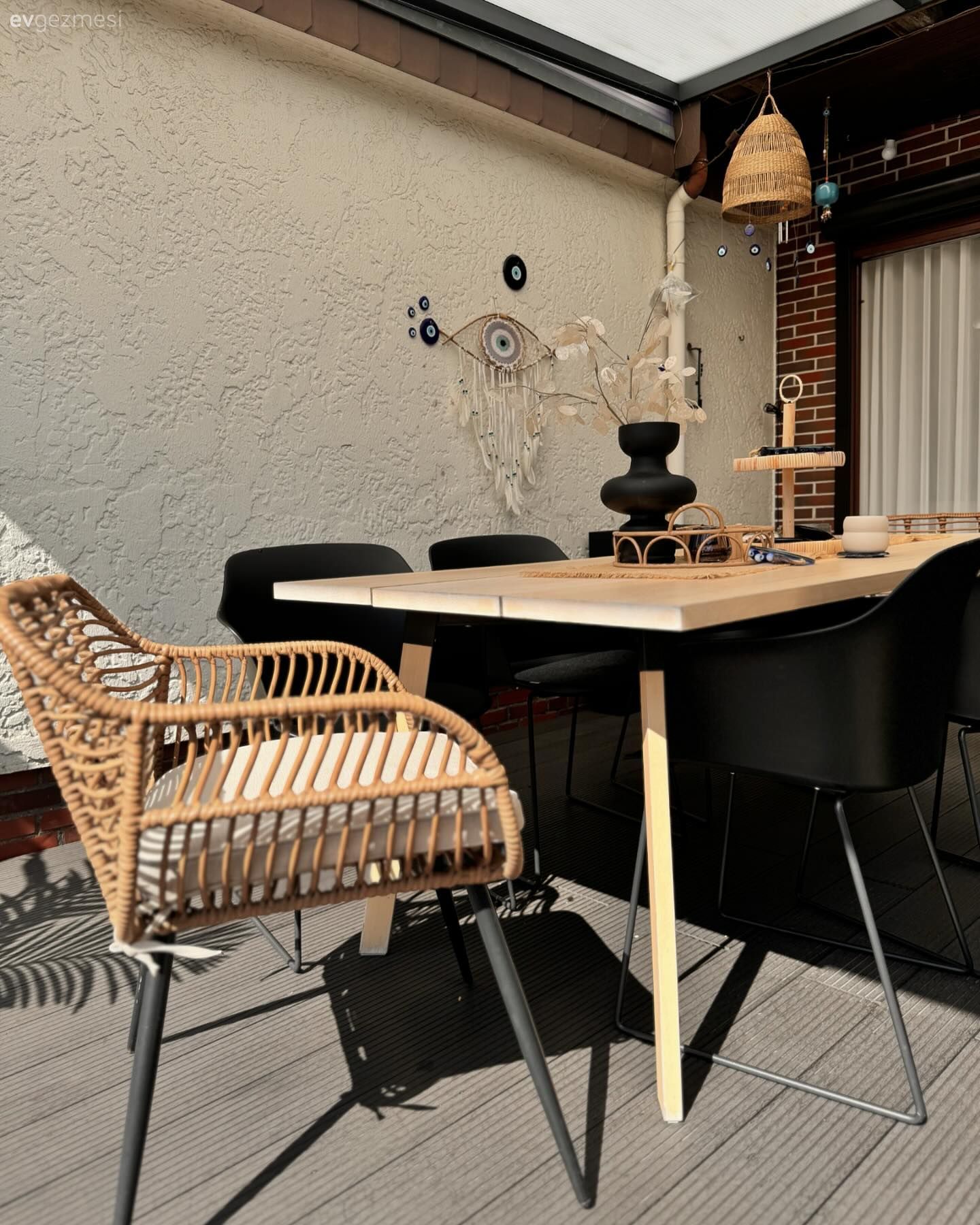 Bahçe, Bahçe masası, Hasır sandalye, Sandalye, Siyah, Hasır avize