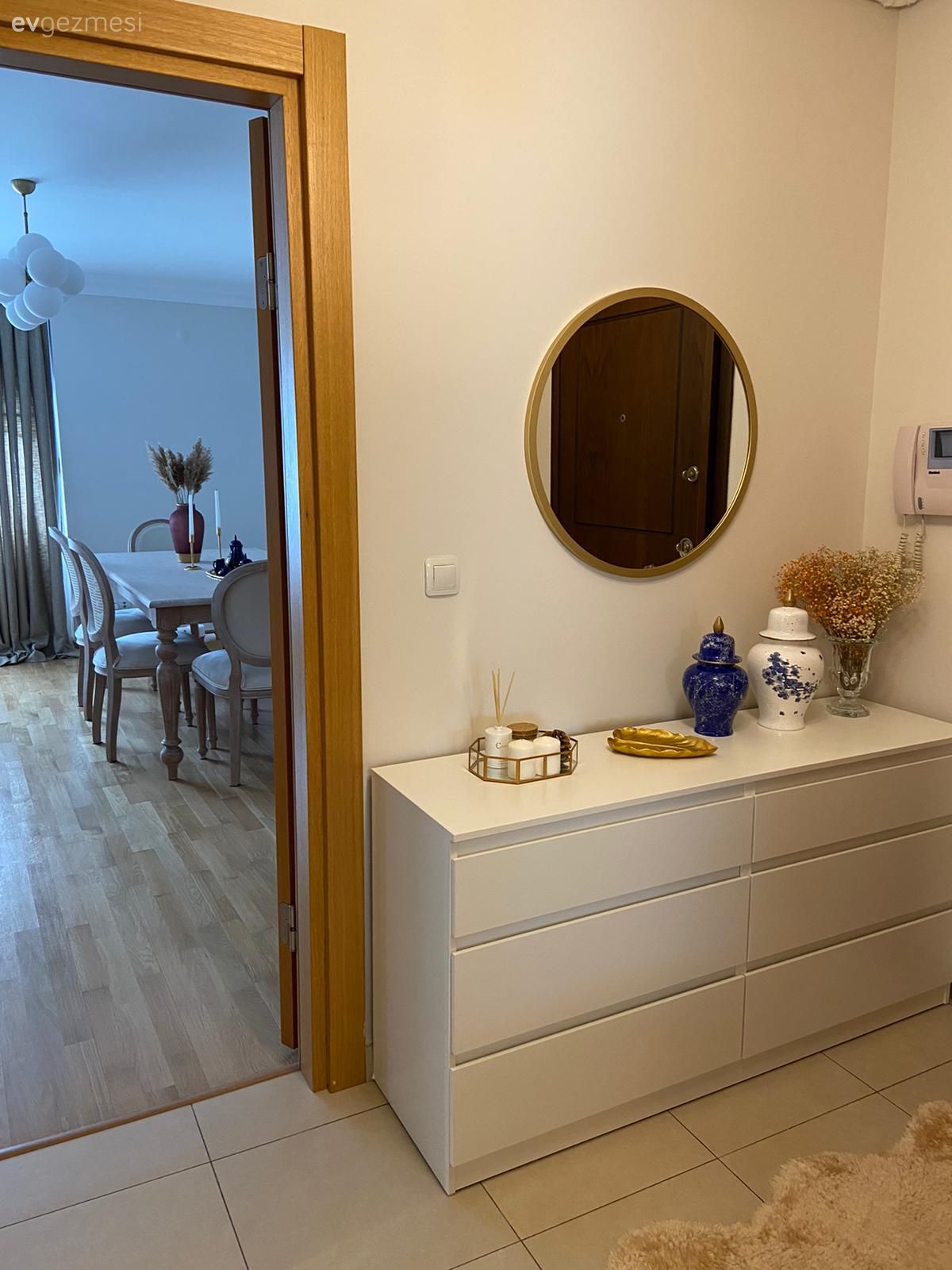 Antre, Yuvarlak ayna, Dekoratif ayna, Beyaz, Dekoratif Objeler, Vazo, Ev Aksesuar