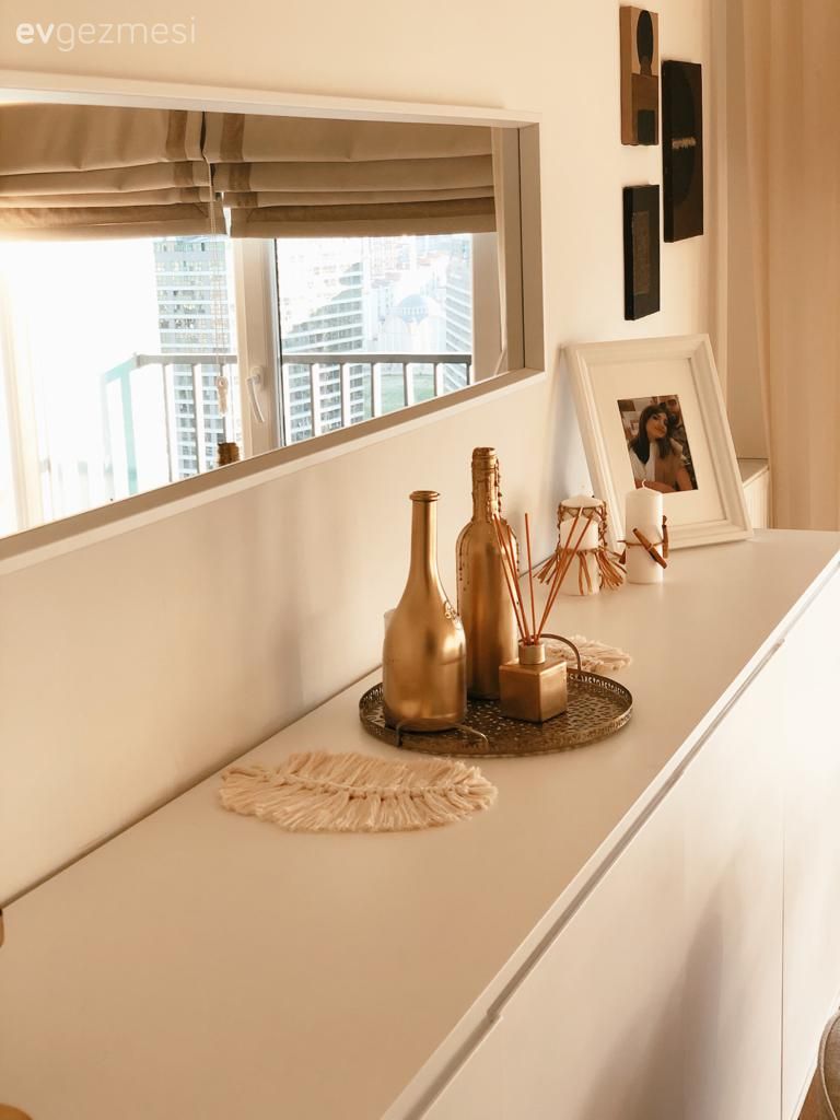 Beyaz, Konsol, Konsol üzeri dekoratif objeleri, Dekoratif Objeler, Ayna