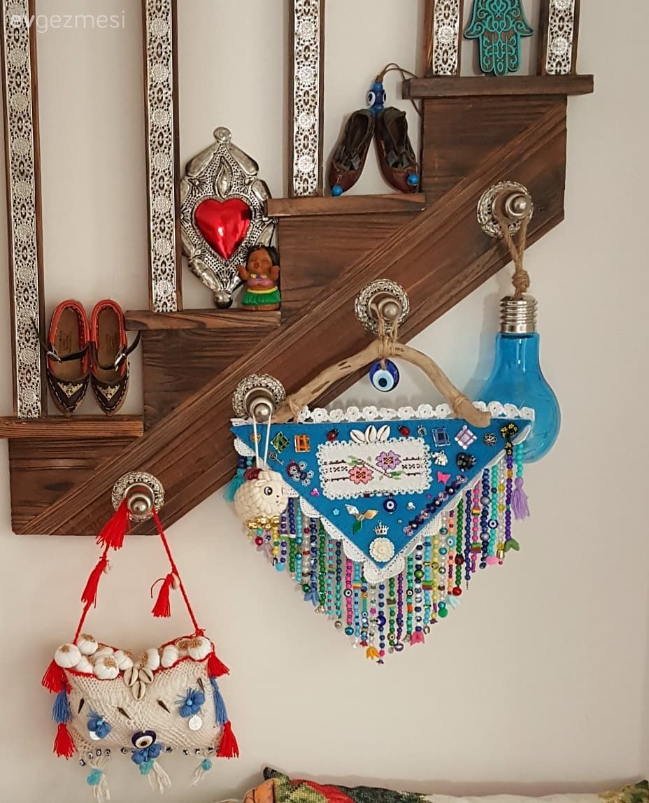 Duvar dekorasyonu, Kahverengi, Mavi, Kırmızı, Beyaz