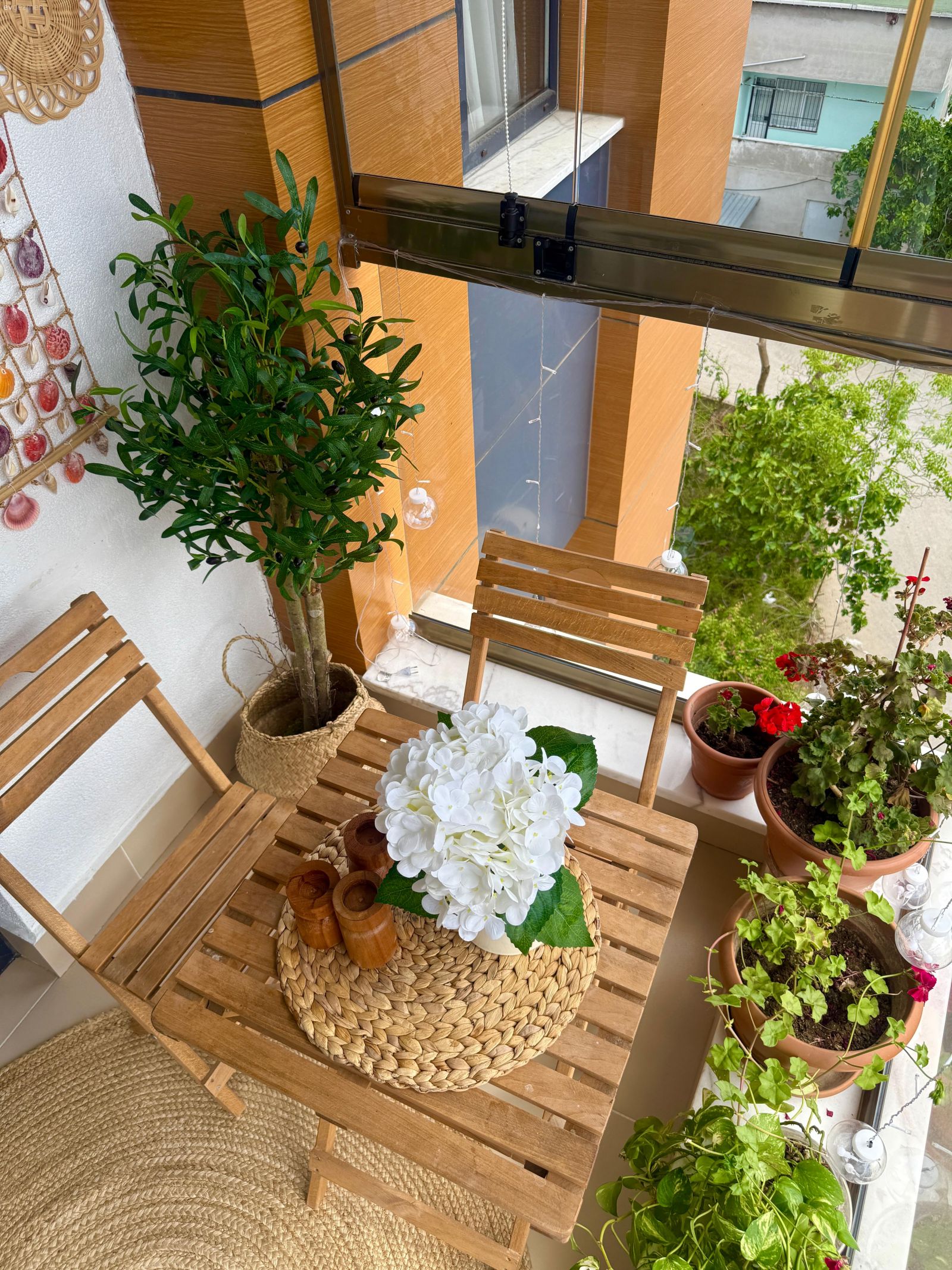 Balkon, Ahşap Mobilya, Ev bitkisi