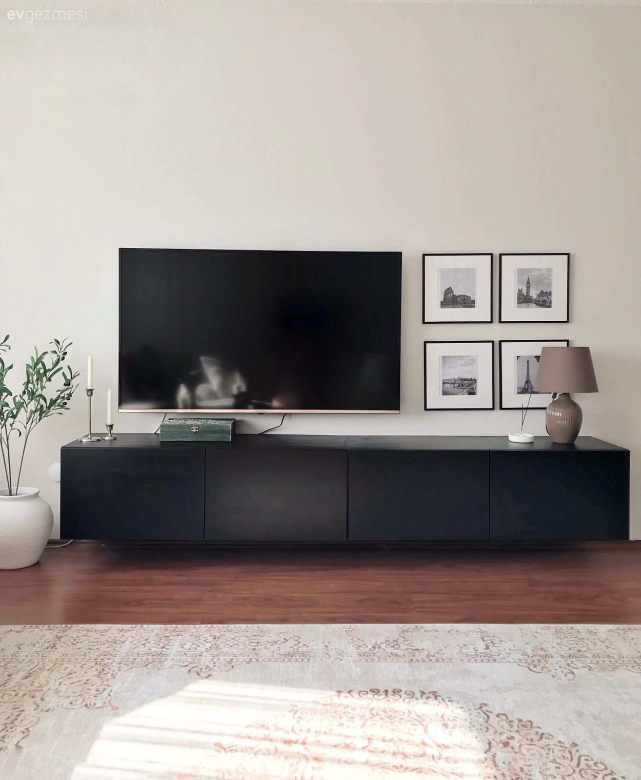 Tv ünitesi, Tv ünitesi aksesuarları, Ev Aksesuar, Beyaz, Siyah, Modern, Çerçeve, Abajur, Aydınlatma, Ev bitkisi, Saksı