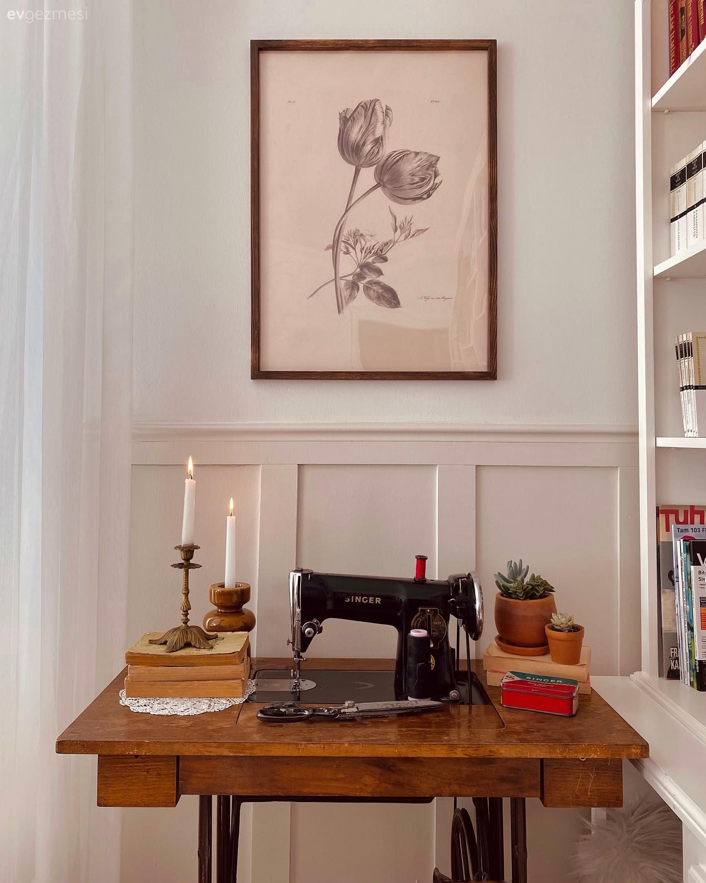 Pudra pembe, Tablo, Duvar dekorasyonu, Dekoratif Objeler, Kitaplık