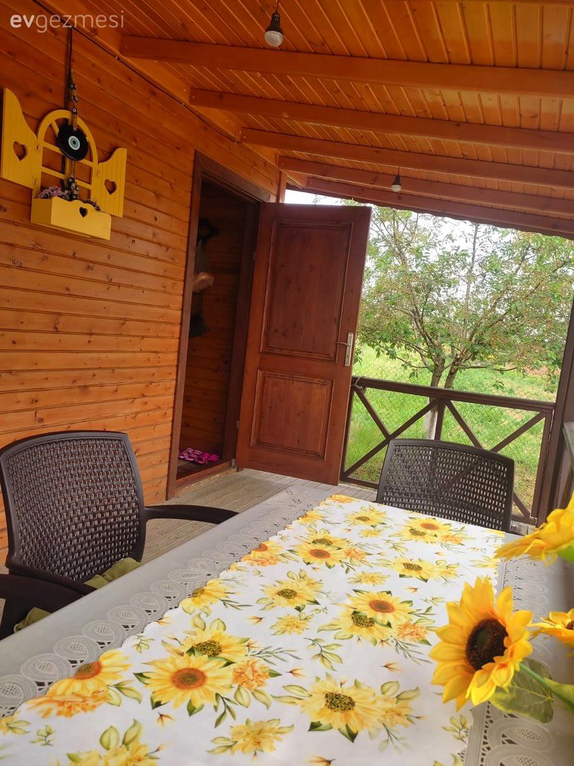 Ahşap ev, Veranda, Sandalye, Bahçe masası