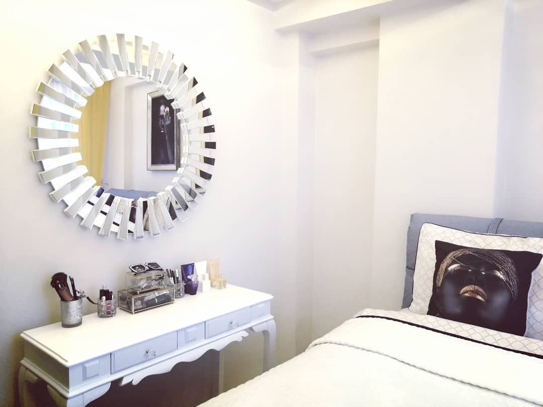 Yatak Odası, Beyaz, Yuvarlak ayna, Dekoratif ayna, Makyaj masası