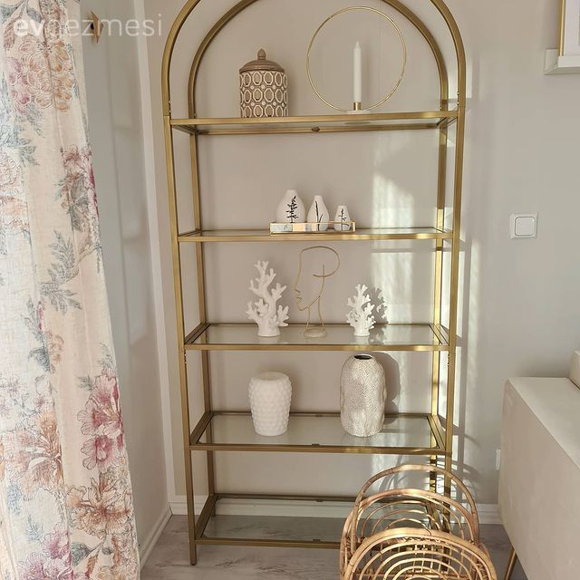 Vitrin, Altın, Dekoratif Objeler, Tül perde, Perde