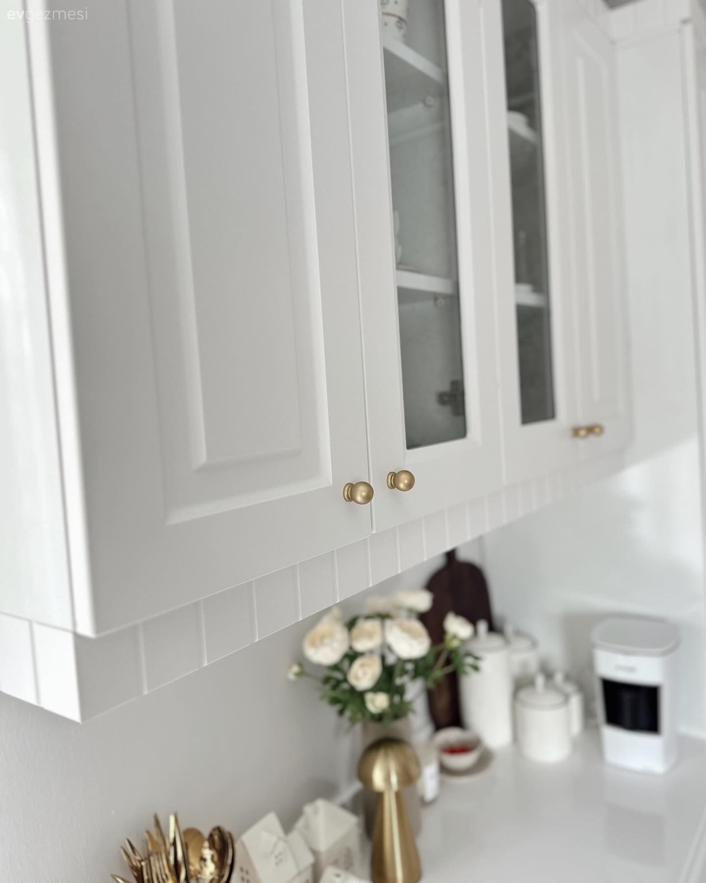 Shaker kapaklı dolaplar, Mutfak, Beyaz, Mutfak aksesuarları