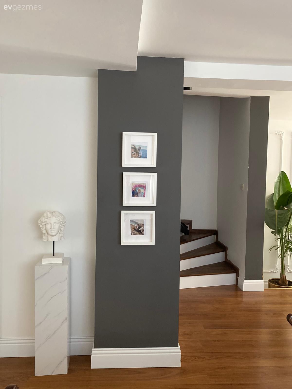 Gri, Gri duvar, Ev bitkisi, Dubleks evler, Merdiven, Parke