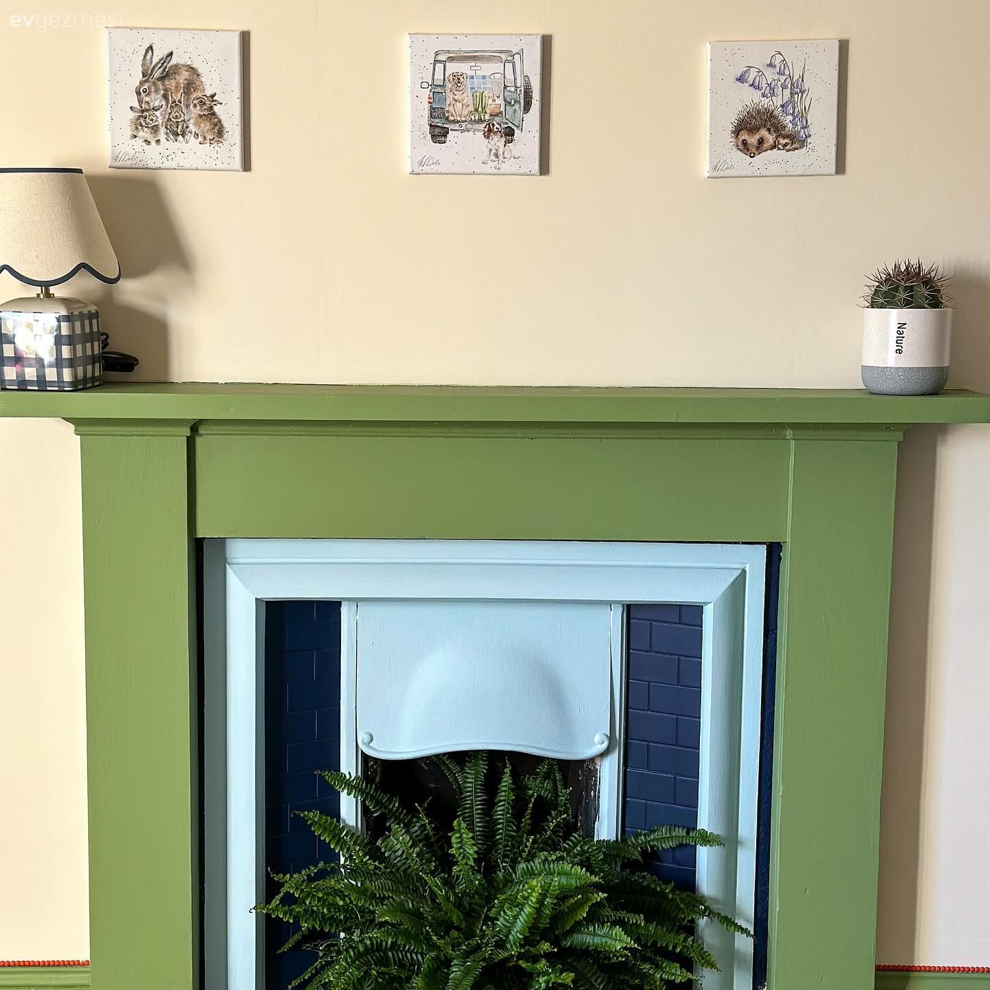 Yeşil, Şömine, Duvar dekorasyonu