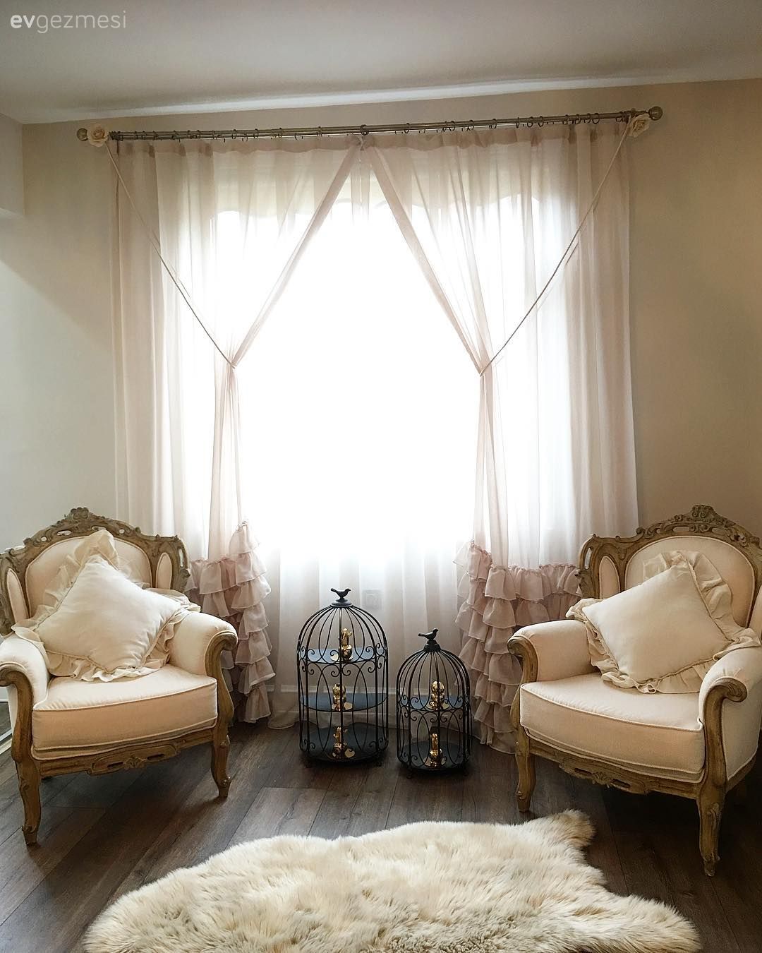 Tül perde, Berjer, Post halı, Krem, Ahşap Mobilya, Ferforje