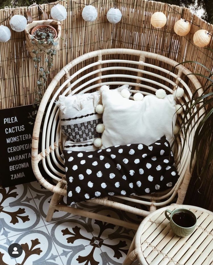 Balkon, Bohem Dekorasyon, Balkon zemini, Rattan sandalye, Sehpa