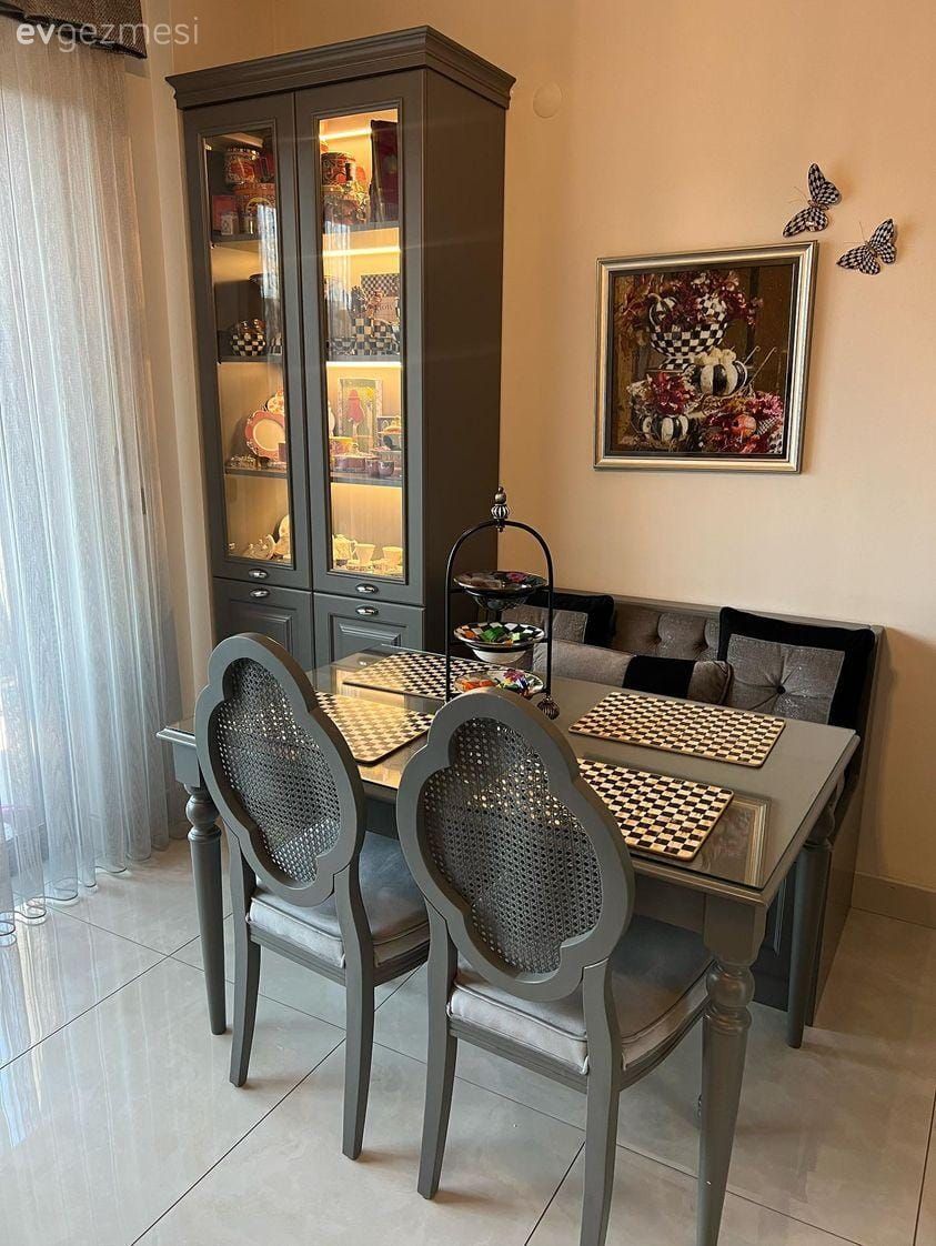 Mutfak, Gri, Siyah, Beyaz, Modern, Siyah- Beyaz, Sandalye, Mutfak masası, Bank, Mutfak köşesi, Ekstra mutfak dolabı, Tablo, Duvar dekorasyonu