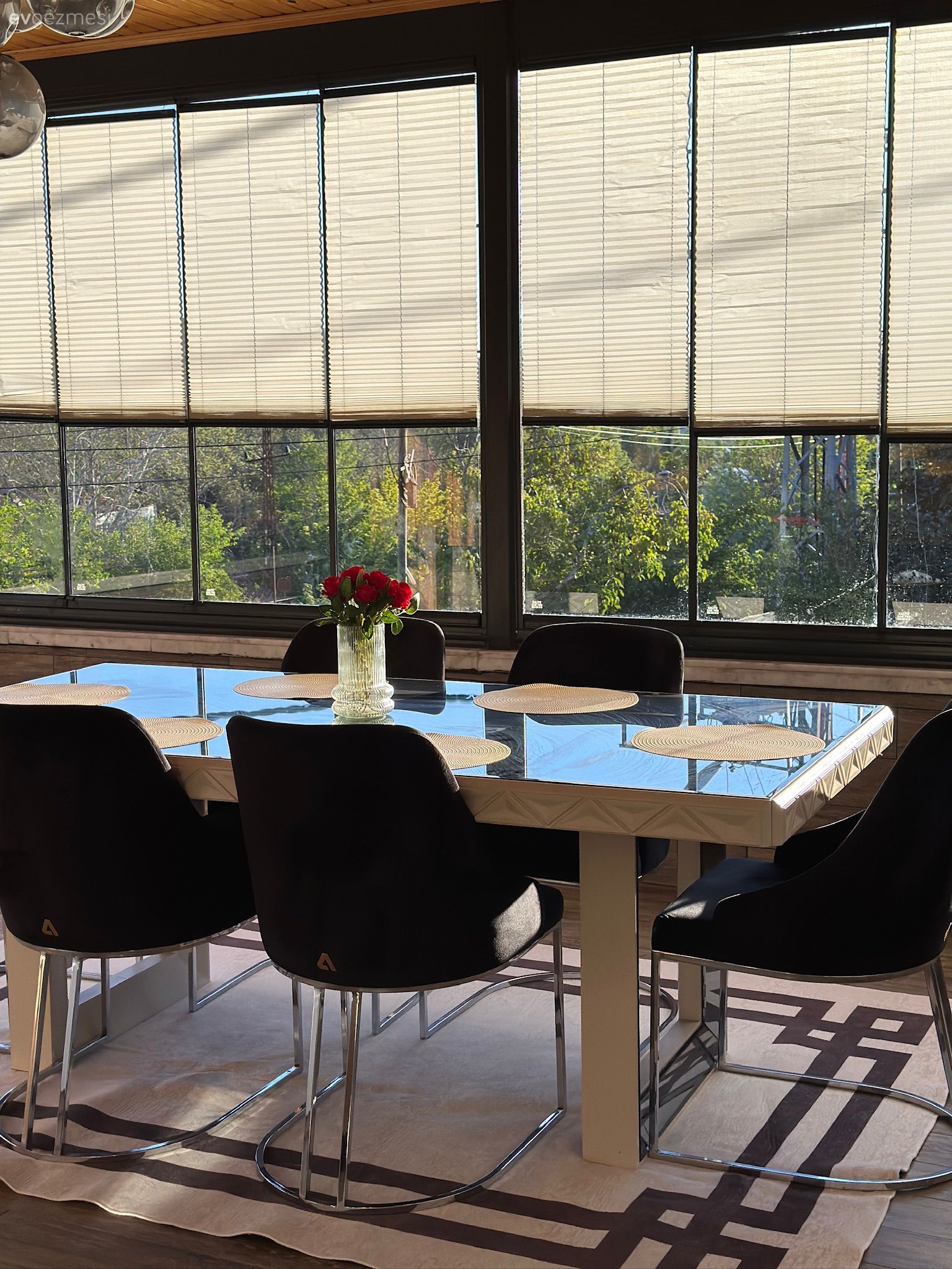 Kış bahçesi, Bahçe, Siyah, Yemek masası, Halı