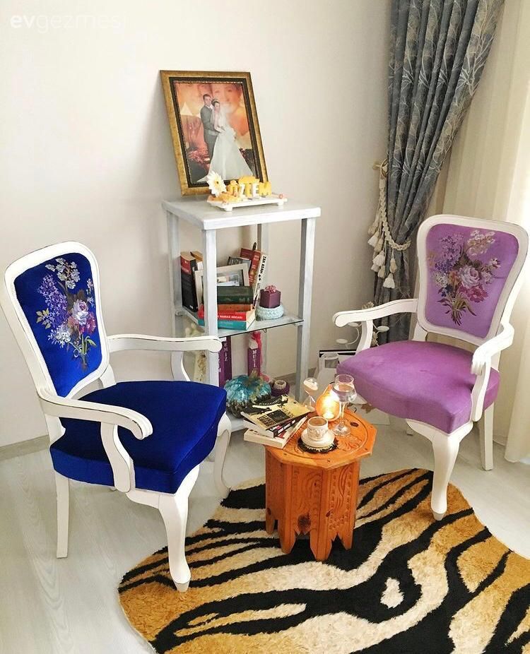 Salon, Mavi, Lila rengi, Desenler, Sehpa