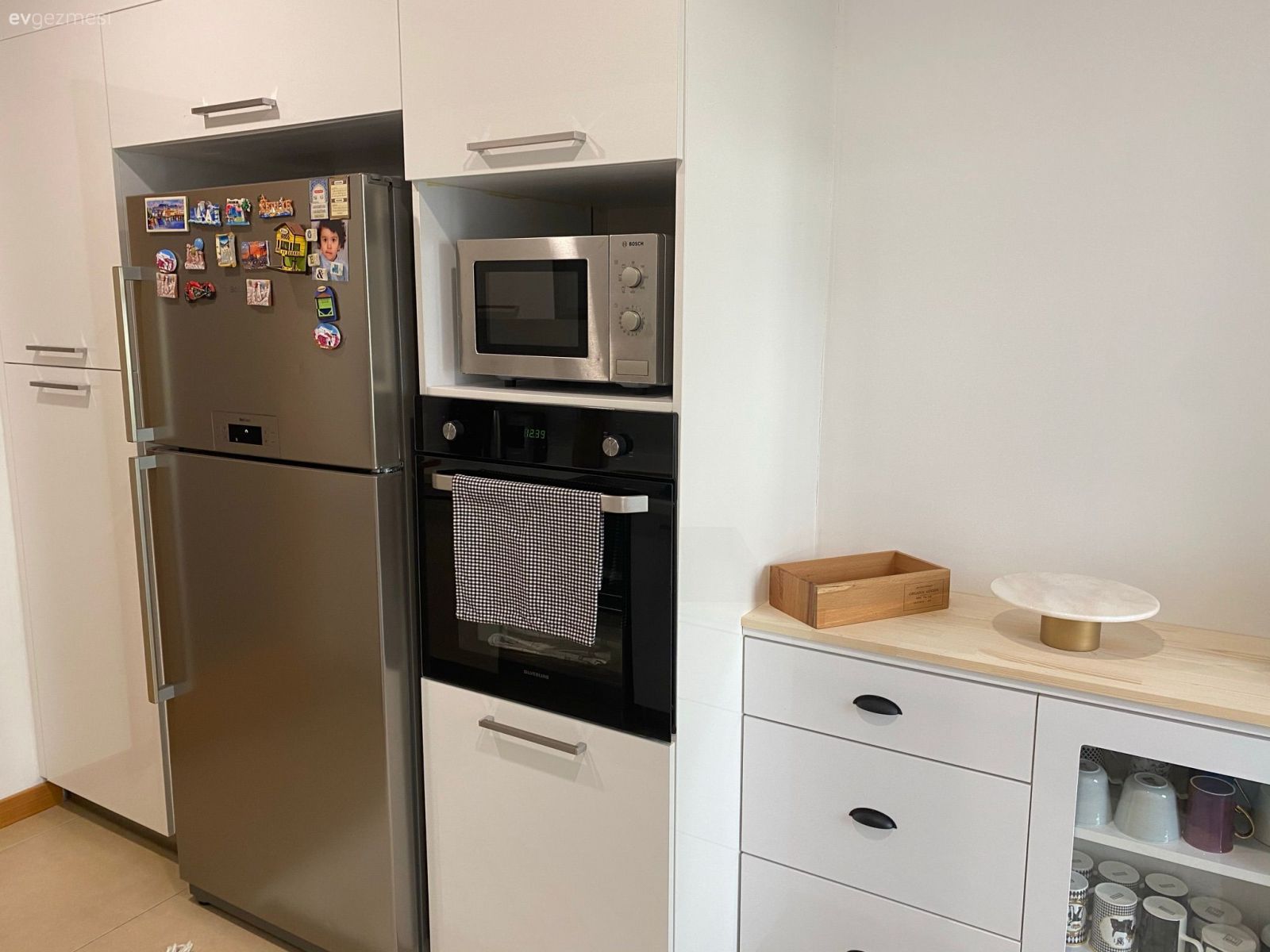 Ekstra mutfak dolabı, Mutfak, Beyaz, Ankastre, Siyah