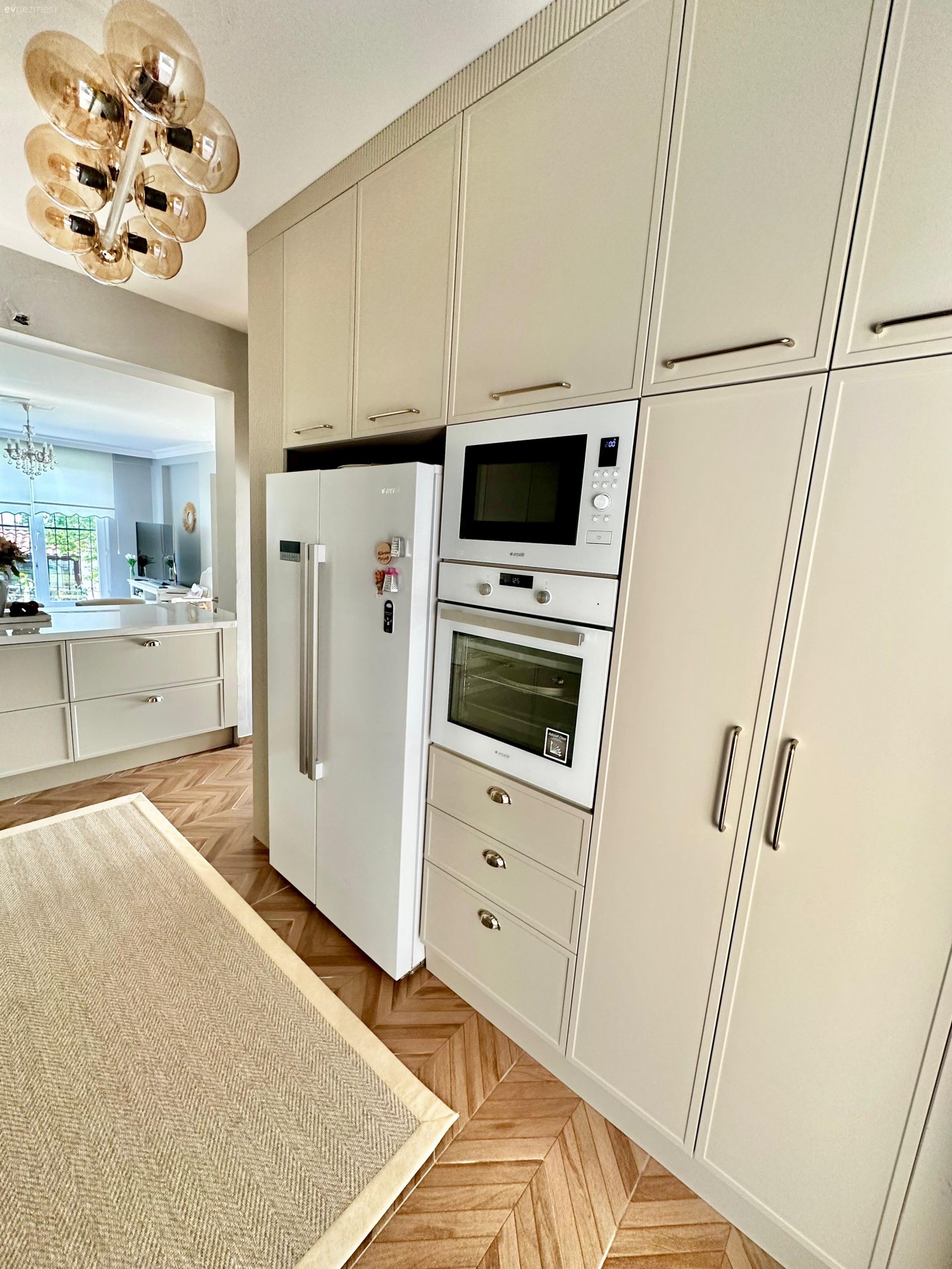 Mutfak, İskandinav, Bej, Ankastre, Beyaz, Halı, Mutfak halısı, Mutfak Avize Modelleri, Parke