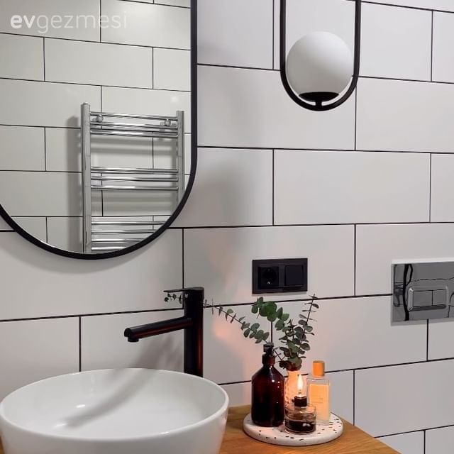Banyo aynası, Banyo, Banyo seramikleri, Banyo aksesuarları, Beyaz, Siyah