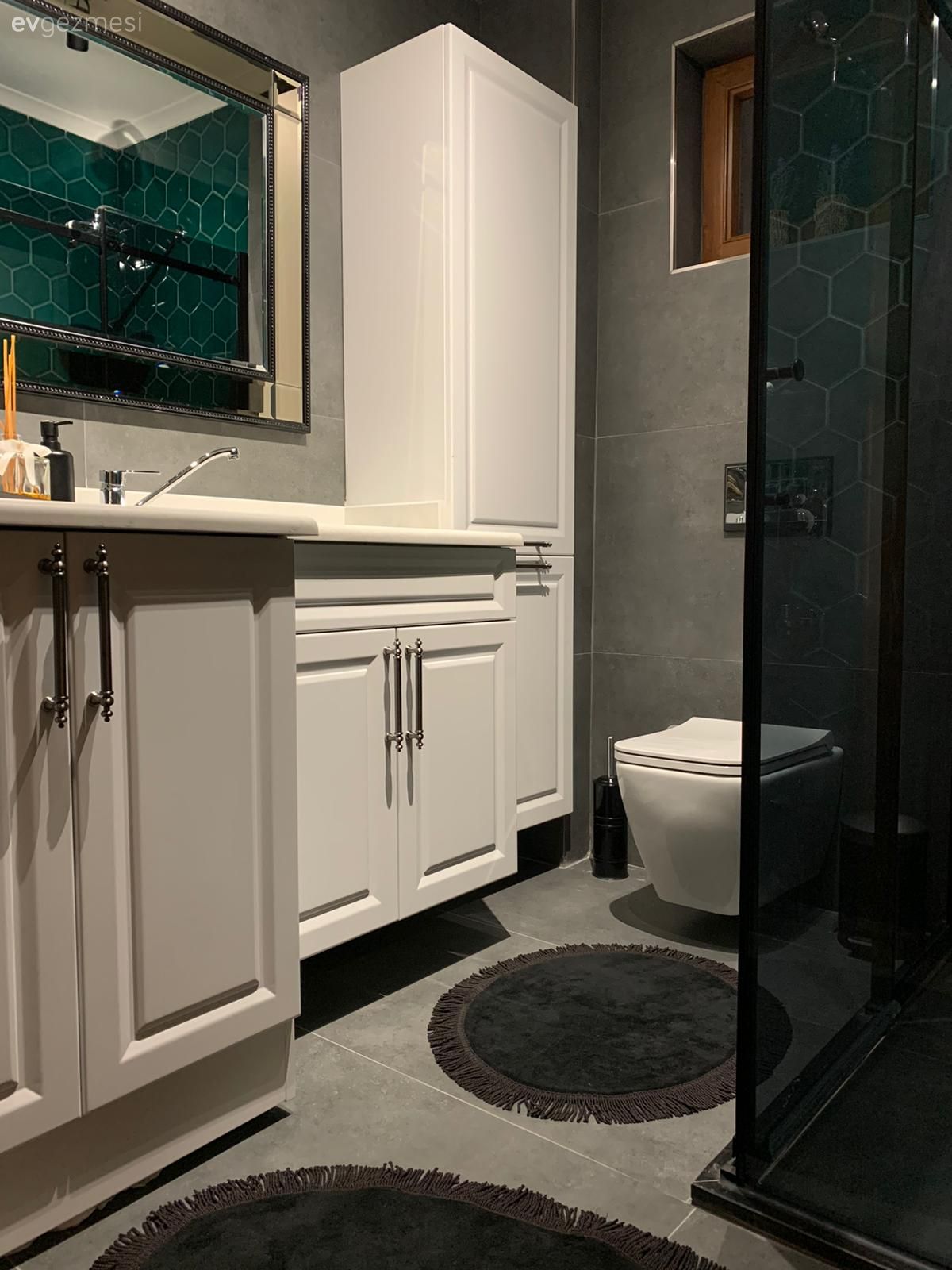 Banyo, Beyaz, Siyah, Yeşil, Banyo dolabı, Banyo paspası, Duşakabin