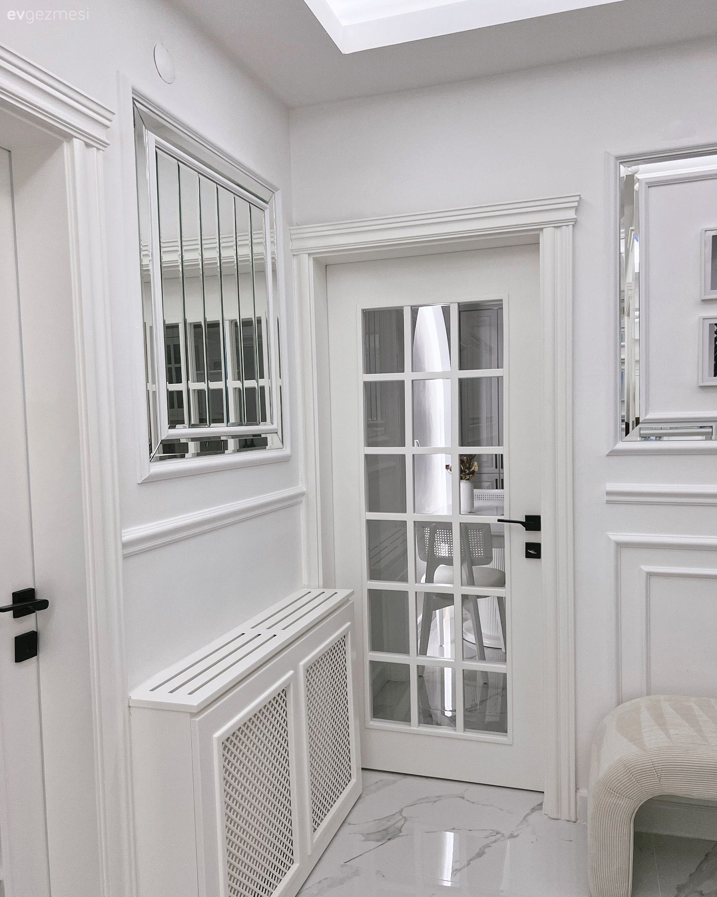 Antre, Beyaz, Ayna, Led aydınlatma, Aydınlatma, Zemin seramikleri