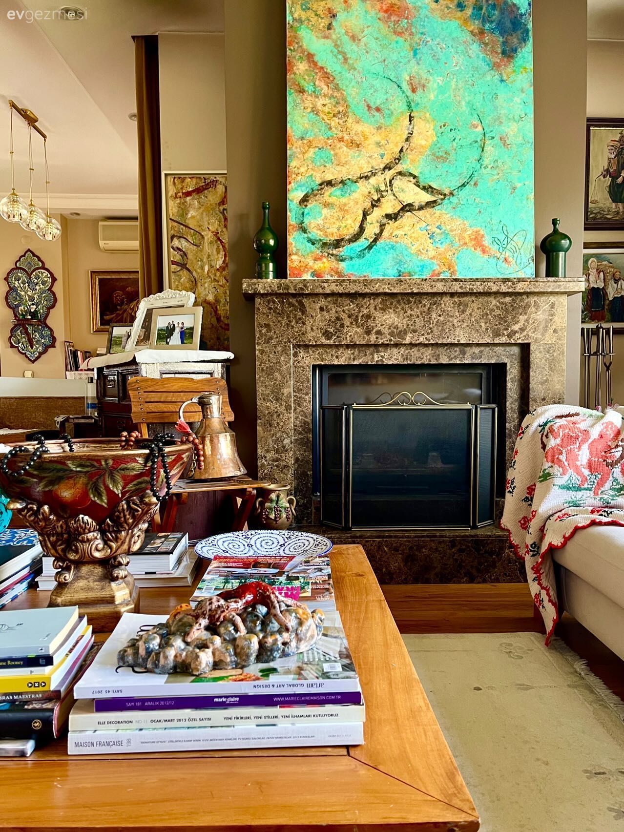 Orta sehpa, Sehpa, Ahşap Mobilya, Tablo, Duvar dekorasyonu, Şömine, Dekoratif Objeler, Halı, Salon halısı