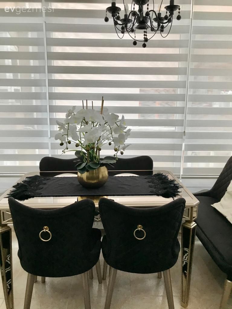 Sandalye, Siyah, Beyaz, Mutfak masası, Zebra Perde, Perde, Avize, Aydınlatma, Mutfak Avize Modelleri, Altın, Vazo, Ev Aksesuar, Çiçekler