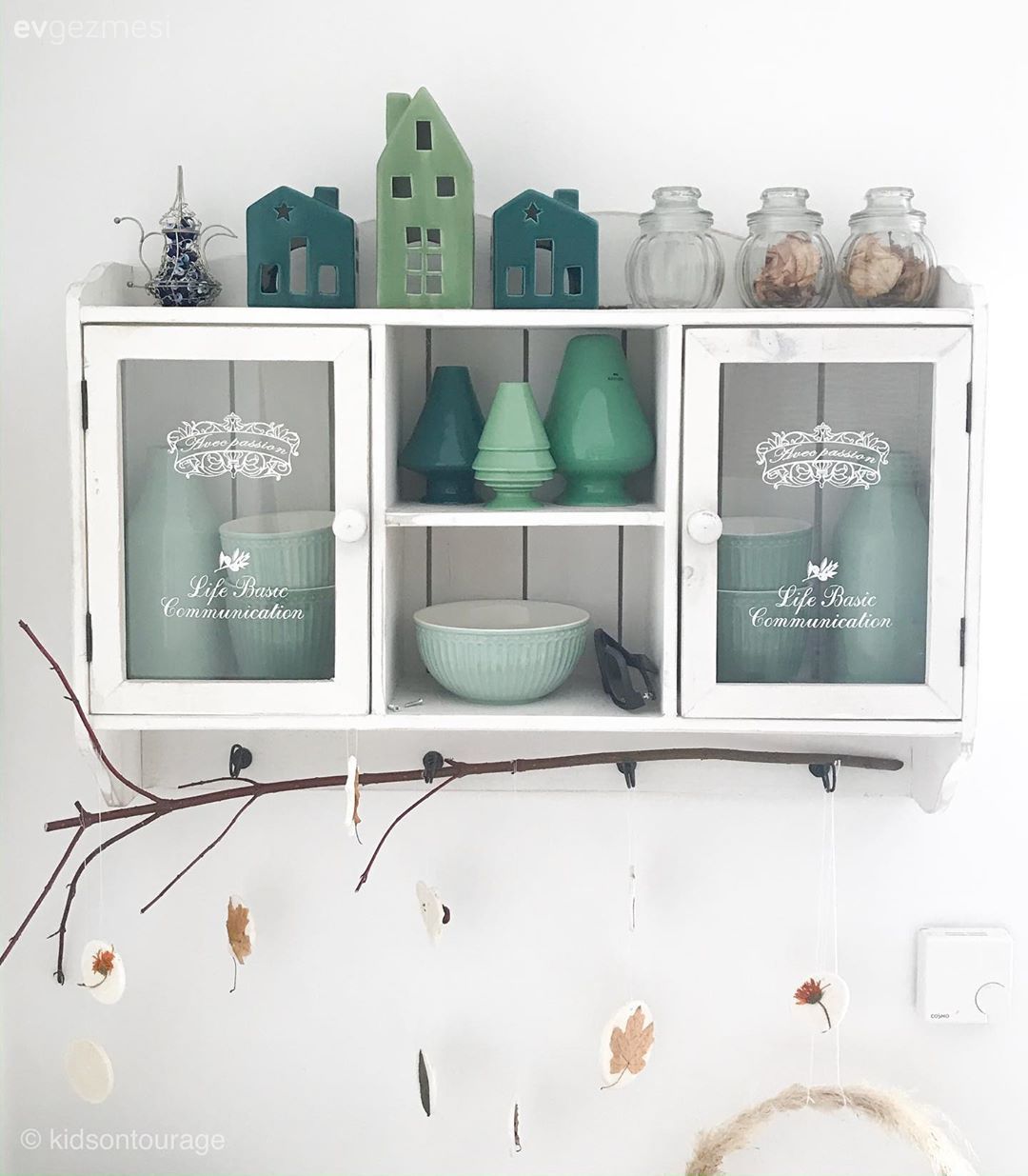 Mutfak, Mutfak duvar dekorasyonu, Beyaz, Yeşil