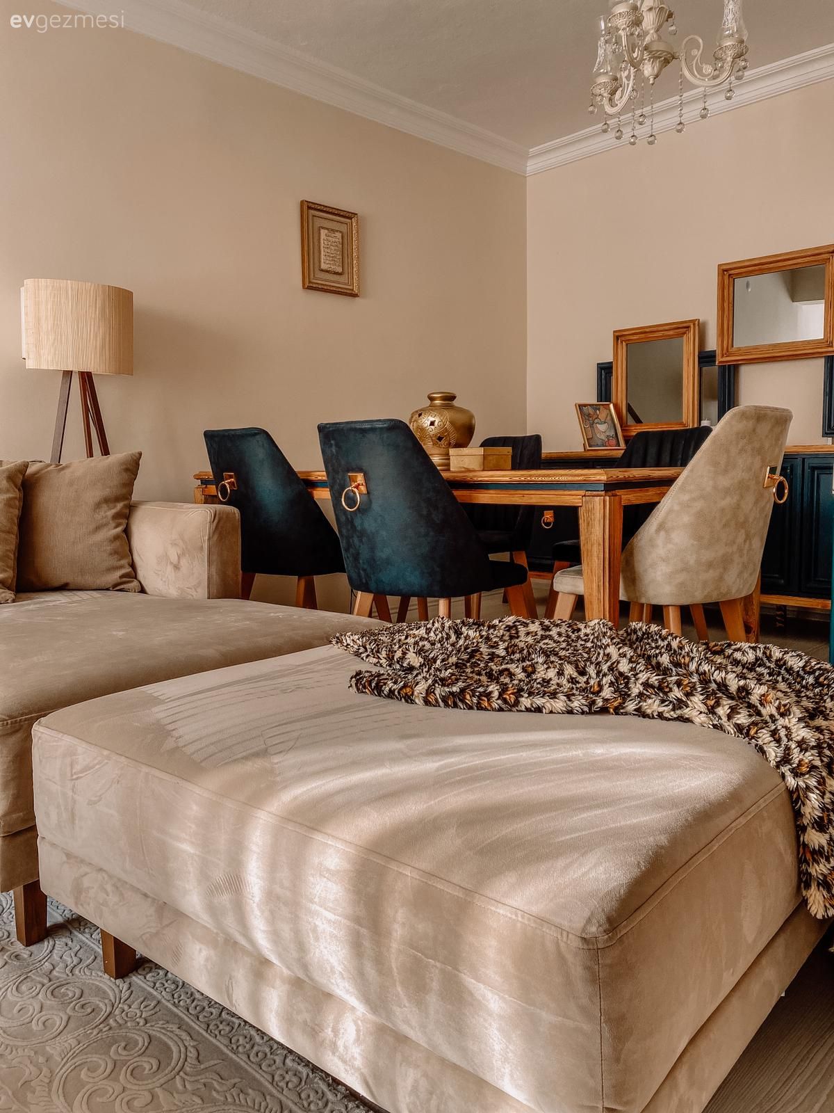 Salon, Rustik, Krem, Siyah, Kahverengi, Altın, Köşe koltuk, Koltuk takımı, Desenler, Sandalye, Yemek masası, Lambader, Aydınlatma, Ayna, Avize