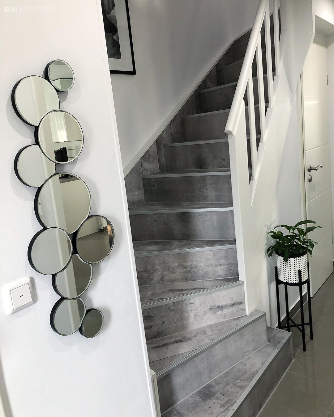 Dubleks evler, Beyaz, Gri, Ayna, Duvar dekorasyonu, Tablo, Çiçeklik