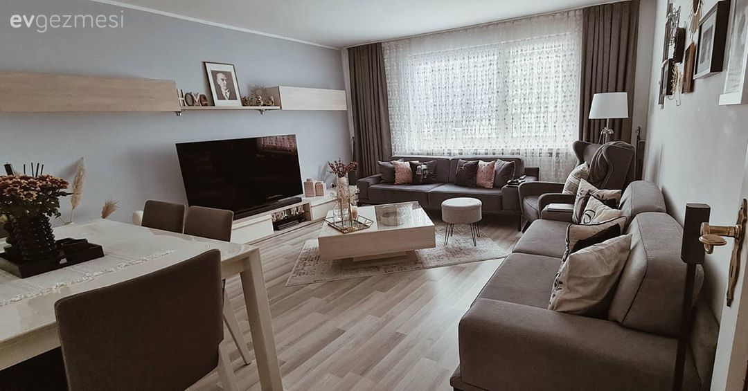 Salon, Modern, Koltuk takımı, Gri, Beyaz, Siyah, Orta sehpa, Sehpa, Tv ünitesi, Tv ünitesi aksesuarları, Ev Aksesuar, Pudra pembe, Puf, Halı, Salon halısı, Lambader, Aydınlatma, Dekoratif Objeler, Altın