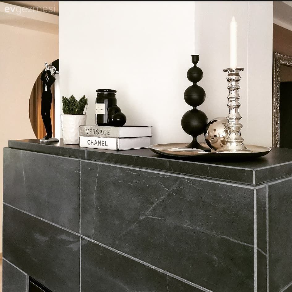 Şömine, Siyah, Şamdan, Ev Aksesuar, Dekoratif Objeler