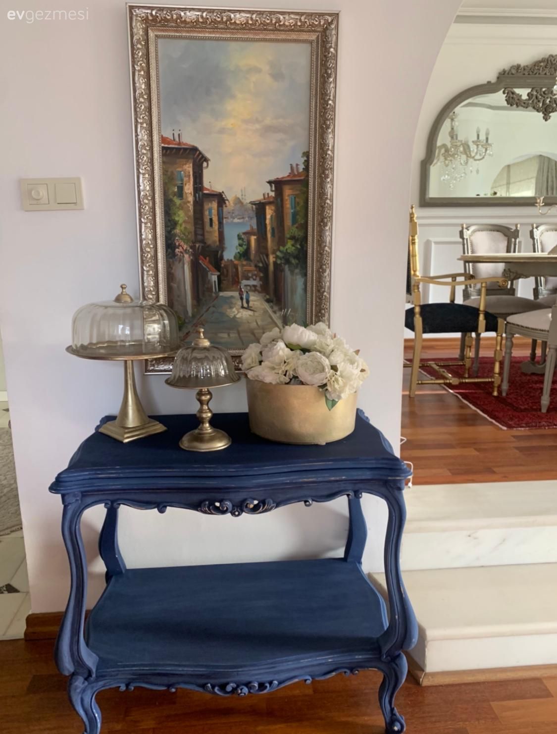 Tablo, Duvar dekorasyonu, Yan sehpa, Sehpa, Mavi, Gümüş, Dekoratif Objeler, Parke