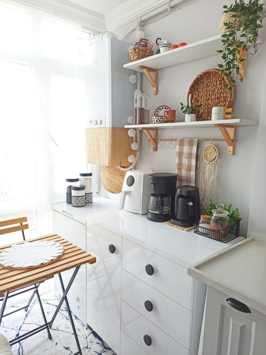 Country mutfak, Mutfak, Beyaz, Siyah, Mutfak rafı