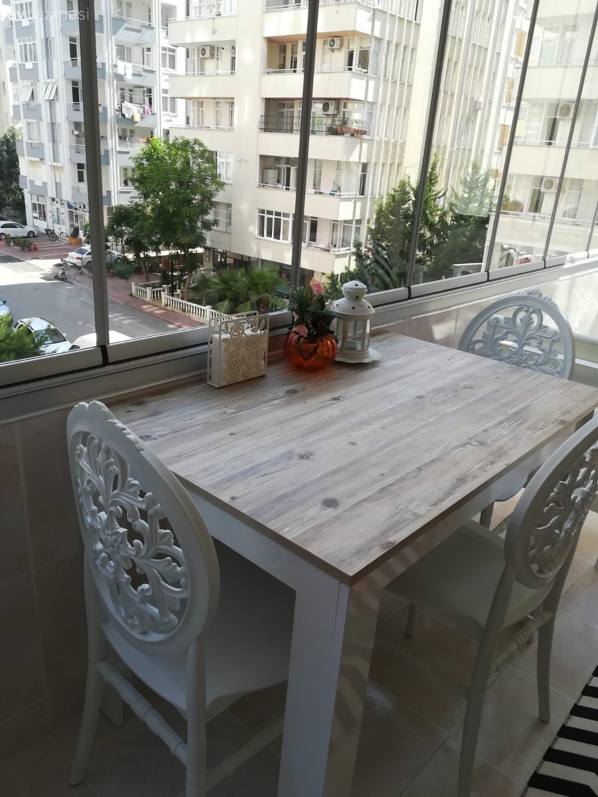 Balkon, Balkon masası, Sandalye, Ferforje, Beyaz
