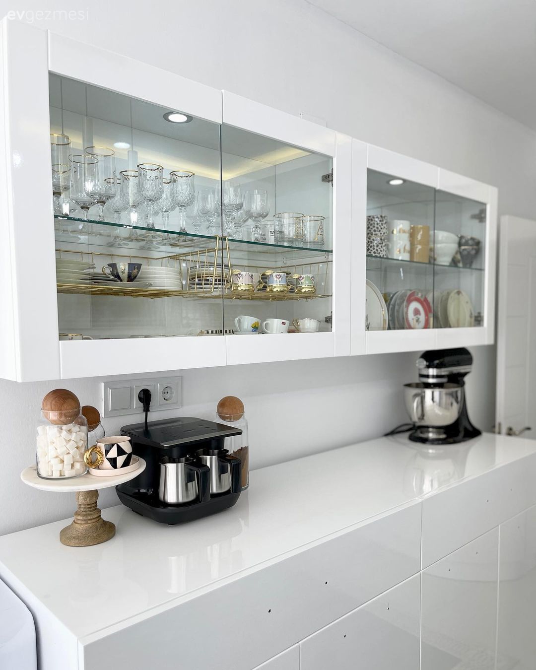 Beyaz, Altın, Kahve köşesi, Mutfak aksesuarları, Mutfak